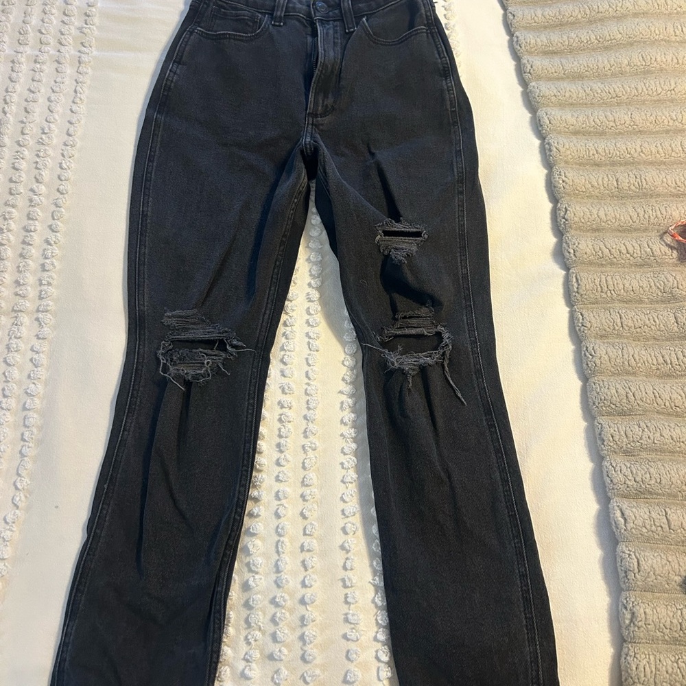 Hollister High Rise Black Ripped Jeans